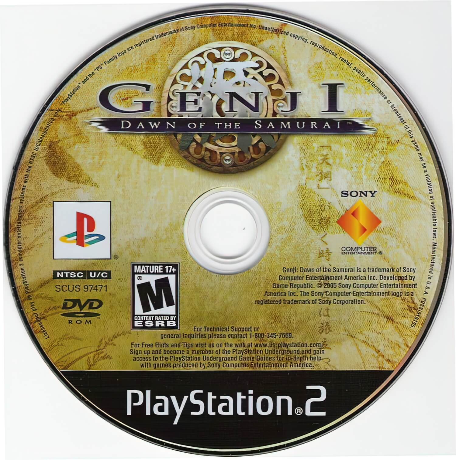 Лицензионный диск Genji Dawn of the Samurai для PlayStation 2